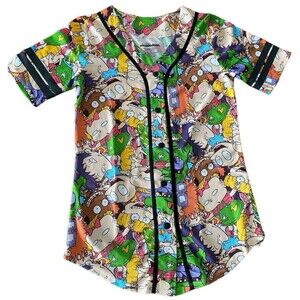 Nickelodeon Rugrats Women's Baseball Jersey Size M All Over Print NWOT